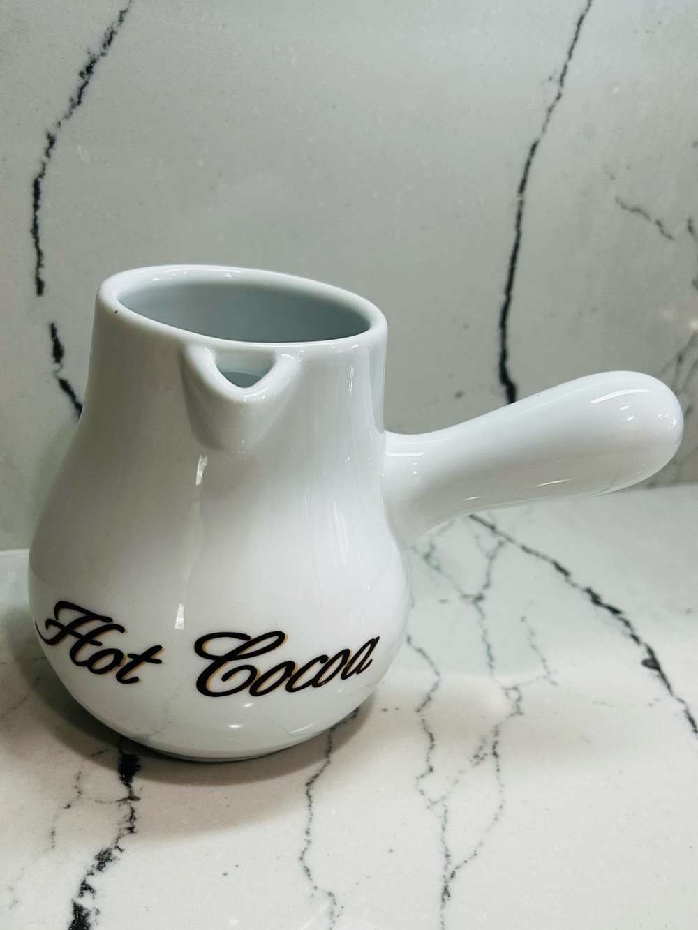 Hot Cocoa White Ceramic Pouring Pot - Home Art